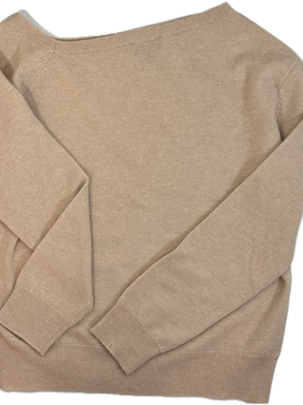 Saks Fifth Avenue 100% Cashmere Off-The-Shoulder Sweater - Tan - Medium - Picture 6 of 8